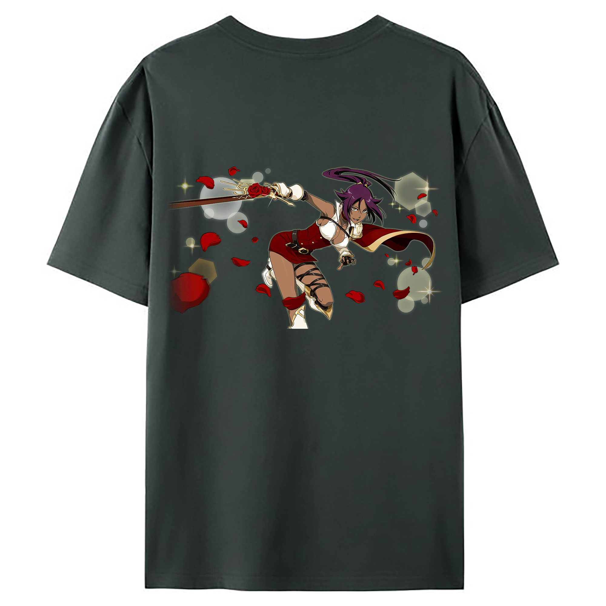 （画像用） ブリーチ 四楓院 夜一（しほういん よるいち） BLEACH Shihouin Yoruichi 綿100％ メンズ半袖Tシャツ（バックプリント） 通気性